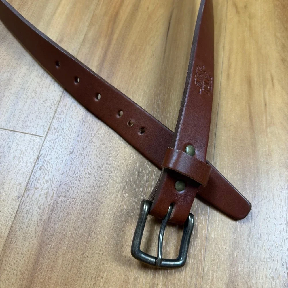 Holtz Leather Co Mens Brown Full Grain Leather Belt Made in USA Size 38